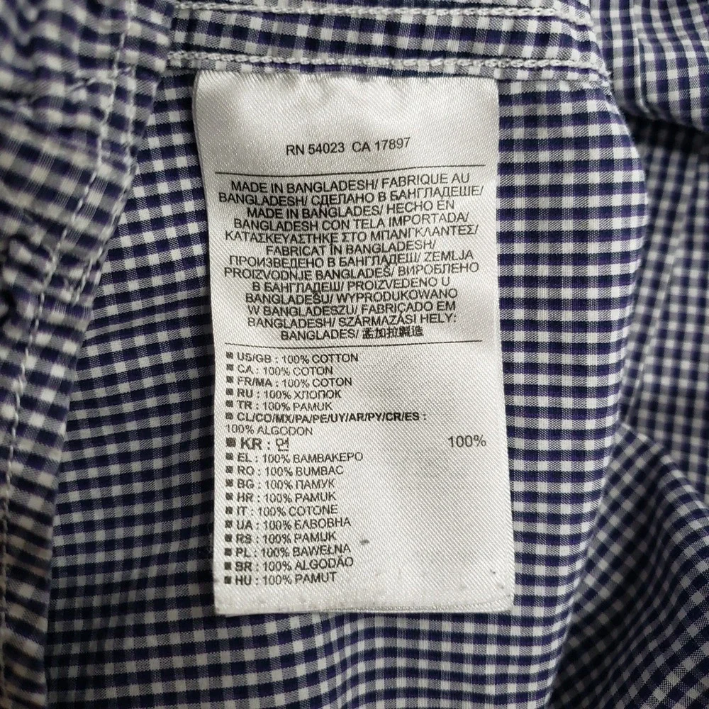 Banana Republic Soft‎ Wash Tailored Slim Fit Gingham Button Down Shirt Mens L